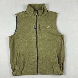 Drake Vest Mens Medium Green Heather‎ Fleece Full Zip Chest Pocket Hunting Warm